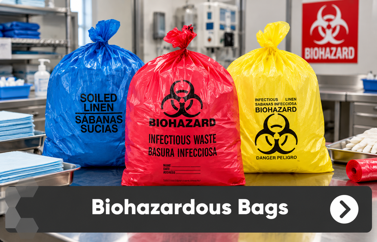 Clinical Biohazard Bags Display
